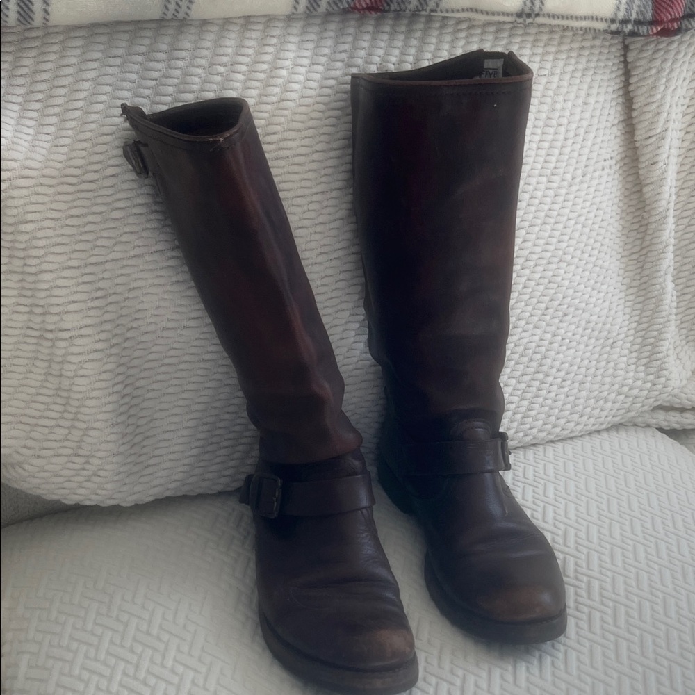 Brown Leather Knee-High Boots